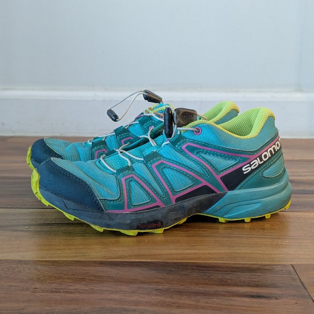 Salomon speed cross - kids trail running shoes - sz 3